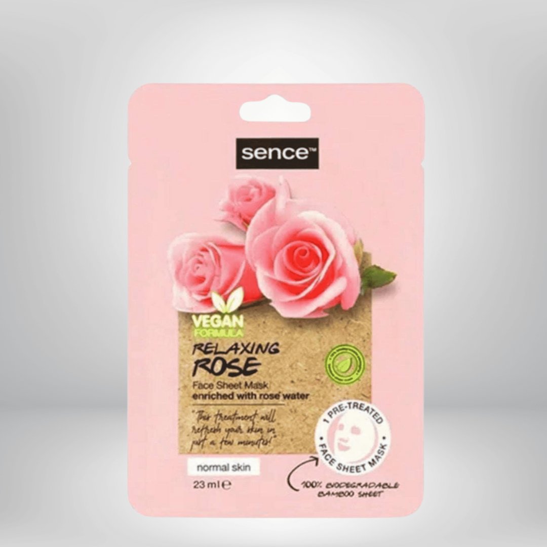 Masque en tissu pour visage extrait eau de rose Sence